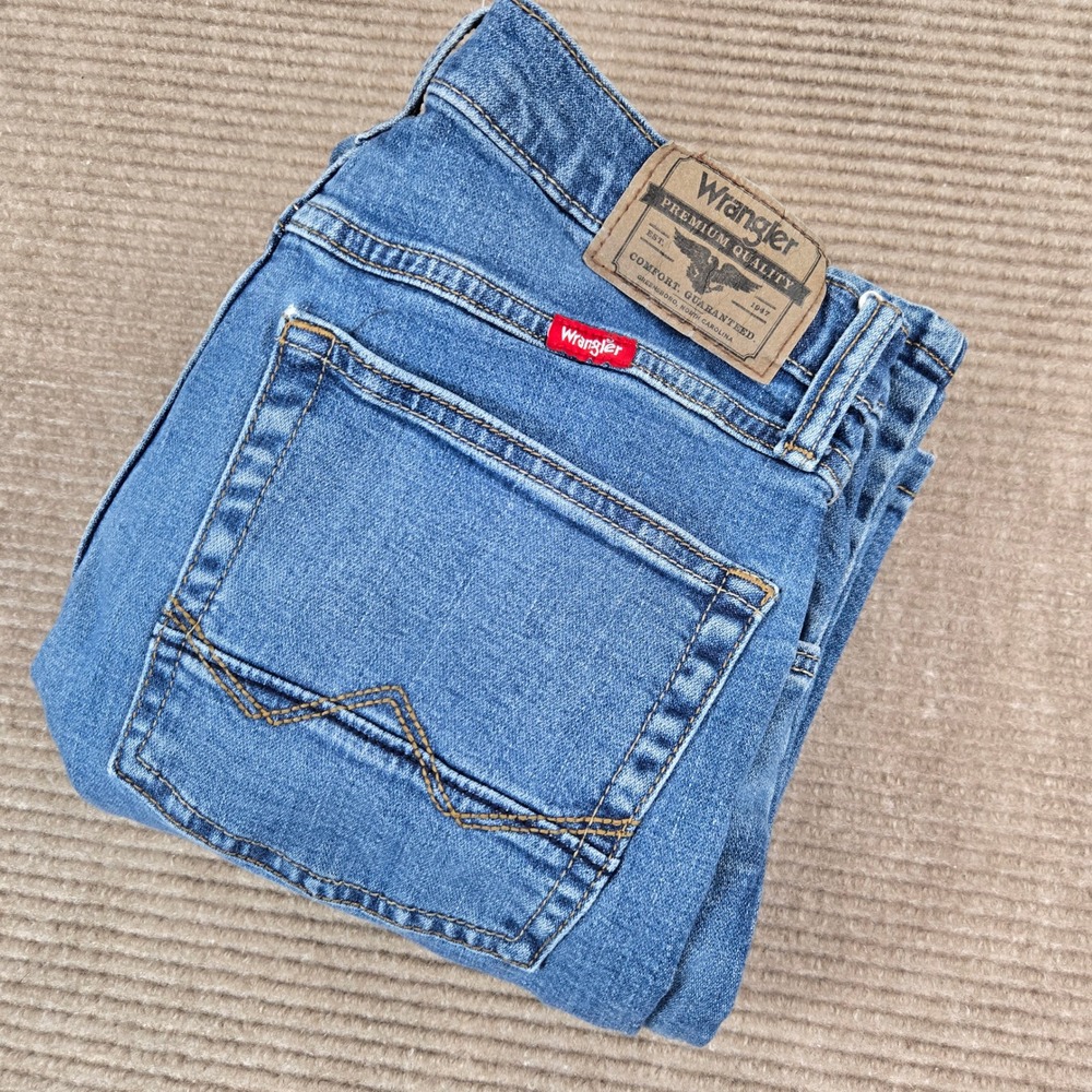 Wrangler Mens 27x28 Blue Straight Fit Premium Quality Denim Jeans